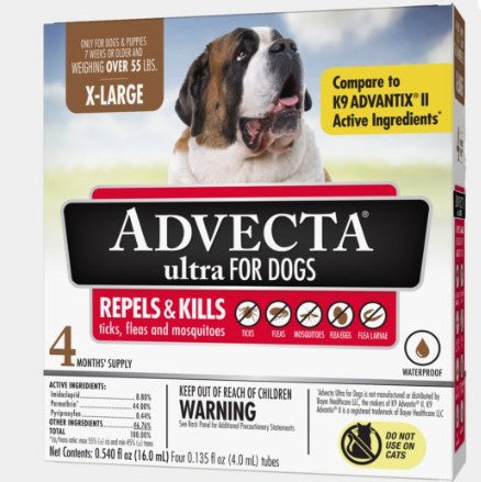 Advecta Ultra Flea & Tick Protection for Dogs Over 55 Lbs 4 Month Supply