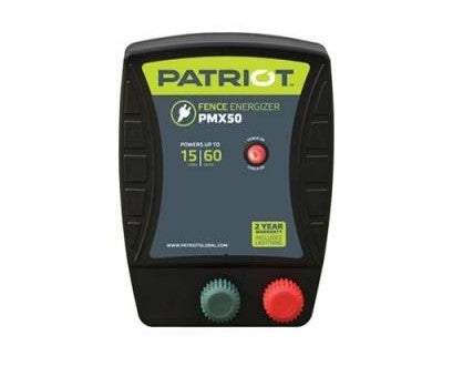 PATRIOT PMX50 110V AC POWERED FENCE CHARGER, 15 MILE / 60 ACRE