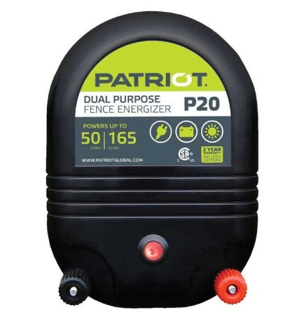 PATRIOT P20 AC/DC DUAL POWERED FENCE CHARGER, 50 MILE / 165 ACRE